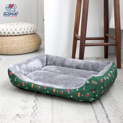 China Travel Christmas Pet Bed For Cats Dogs Cat Bed Plush Pet Sleeping Soft Plush Bed Cushion Comfortable Sofa for sale