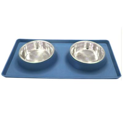 China Best Viable Custom Logo Silicone Dog Bowl Mat Pet Eat Bowl For Pet Round Bowl Stainless Steel for sale