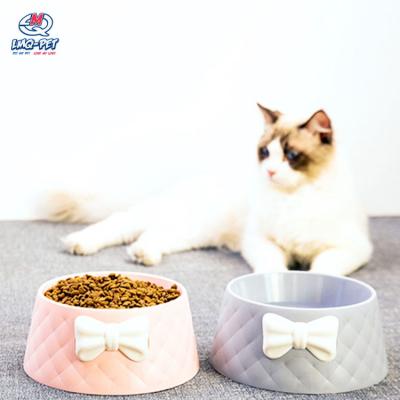 China Unbroken Plastic Dog Cat Bowl Bowknot Pet Bowl Viable Cat Dog Small Dog Rice Food Bowl for sale