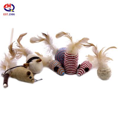 China Viable Seven-Piece Cat Toy Set Funny Mouse Shaped Mini Funny Play Toys For Cats Kitten Feather Cat Toys for sale