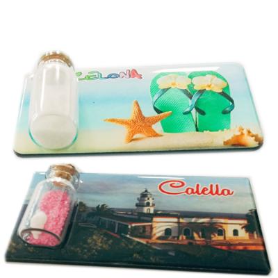 China Shape Attractive Promotional New Products Tanks Bottle Sands Fridge Magnets for sale