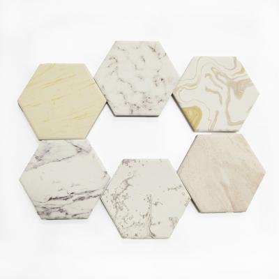 China Sustainable Luxury Home Decor Marble Hexagon Sublimation Sandstone Coasters for sale