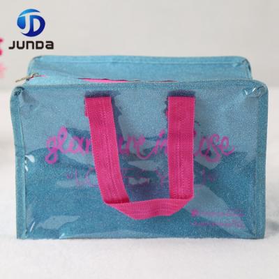 China Durable Wholesale Custom Make Up Bag Cosmetic Bag PVC Eco Ladies Non Woven Fabric To Carry Small Glitter Tote Bag for sale