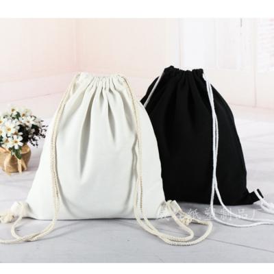 China Soft-loop Wholesale Customized Environmental Protection Gym Cosmetic Shoe Clothes Cotton Canvas Non-woven Drawstring Bag for sale