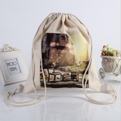 China Promotional Soft-Loop Cloth Cotton Drawstring Bag With Length String for sale