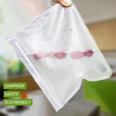 China 12pcs/set Aseptic Freezer Bags Zipper Leakproof Fresh-keeping Bag Frosted Peva Silicone Food Bags for sale