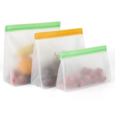 China Aseptic Reusable Silicone PEVA Bag Leakproof Storage Bags Zipper Silicone Food Storage Bag for sale