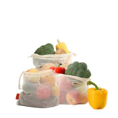 China Wholesale Sustainable Simple Ecology and Mesh Produce Bag Portable Vegetable Cotton Fruit Reusable Packaging Bags for sale