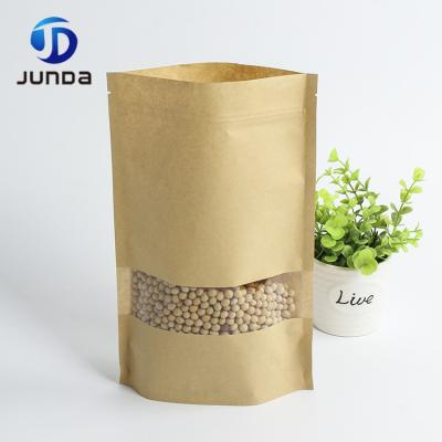 China Recyclable wholesale custom food bag dry fruit food safety eco eco kraft paper packaging paper bag with window for sale