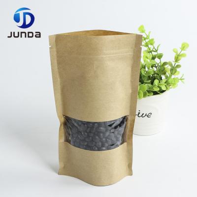 China Recyclable Custom Food Nuts Dried Fruit Brown Paper Bag Packaging With Window for sale