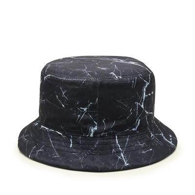 China Custom Character Double Sided Marbling Embroidery Free Pattern Bucket Hat Floppy Hat for sale