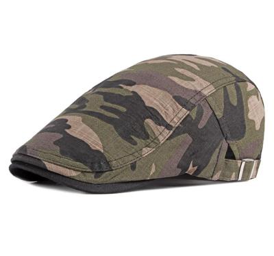 China Military Plaid Striped Ivy Cap Style Beret Fashion Camouflage Newsboy Hat for sale