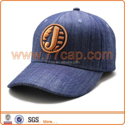 China COMMON Fitted Embroidered Baseball Cap Hat In Jeans Fabric for sale