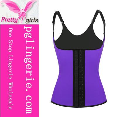 China Antibacterial Purple Rubber Waist Trainner, Sports Latex Waist Trainer Corset Vest for sale