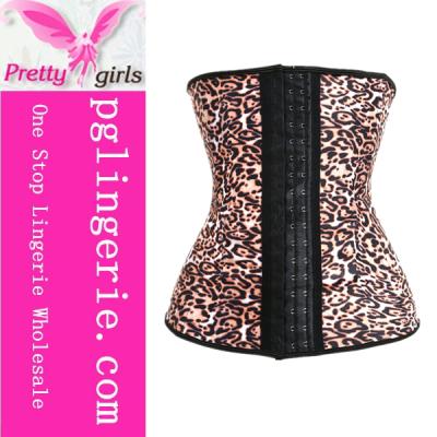 China Antibacterial Leopard Print Butt Lifter Latex Waist, Latex Trainer, Steel Boned Latex Waist Corset for sale