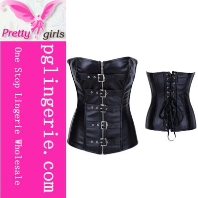 China Newest Style Black Leather Corset Bodysuit Antibacterial for sale