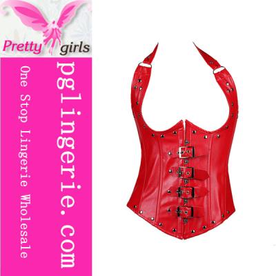 China Wholesale Antibacterial Red Wonder Women Lingerie Bustier Corset, Leather Corset With Straps for sale