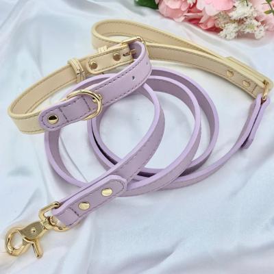 China 2022 Factory Wholesale Custom Pet Collar Padded Outdoor Leather Pu Dog Collar And Leash Padded Custom Made for sale