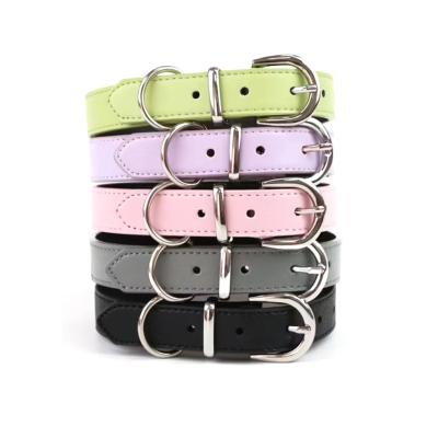 China 2022 OEM Vegan Soft Padded Durable Handmade Vegetable Tanned Leather Dog Collars With Leash Available for sale