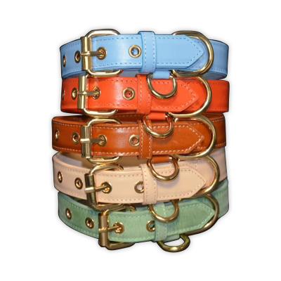 China Luxury Fancy Leather Padded Metal Dog Collar D Buckle Adjustable PU Pets Dog Collar With Leash for sale