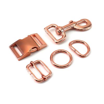 China Custom Pet Collar Metal Zinc Alloy Dog Collar Buckle Metal Curved Quick Release Buckle Swivel Snap Side Snap Hook Set for sale