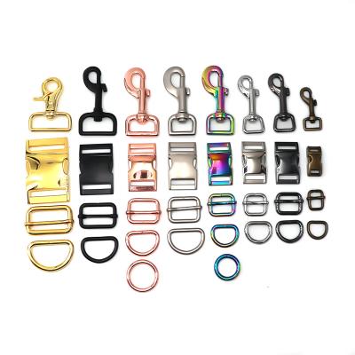 China Customized Iridescent Logo Hanging For Dog Zinc Alloy Snap Hook Metal Snap Buckle Release Pet Collar Swivel Harness for sale