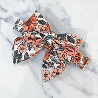 China 2022 Sustainable Pet Supplies Personalized Luxury Custom Design Printed Detachable Dog Adjustable Pet Collar Large Bow Tie for sale