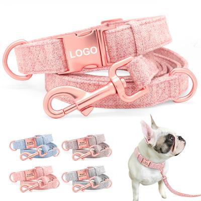 China Personalized Custom Nylon Engraved Adjustable Quick Release Dog Leash Dog Collar Name ID For Small Medium Large Dog for sale