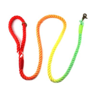 China Padded Custom Design Colorful Handmade Pet Leash Round Cotton Strap Large Dogs Lead Rope for sale