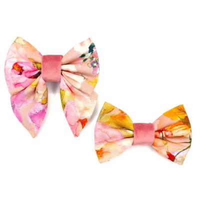 China Velvet Print Viable Shiny Wonderful Flashing Colorful Pattern Customized Removable Dog Bowtie Sailor Bow for sale