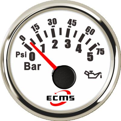 China White Ships 52mm Pressure 0-10Bar Gauge Meter Engine Oil Pressure Gauge for sale