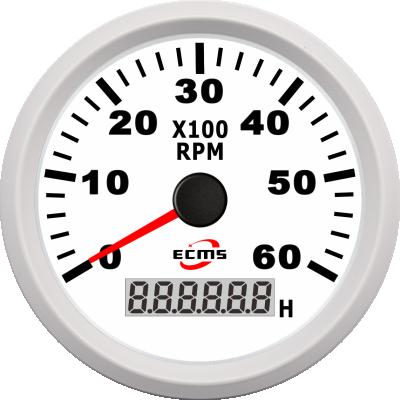 China ECMS Diesel Outboard Boat Engine Tachometer With Hour Meter Rev Counter 6000 RPM PMH3-WS-6KL for sale