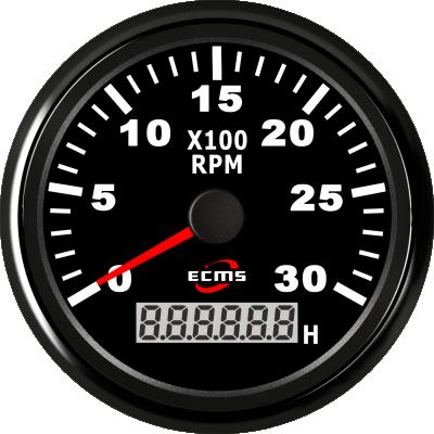 China Vessels Black 85mm 3000 Rpm Gauge Tachometer For Diesel Engine for sale