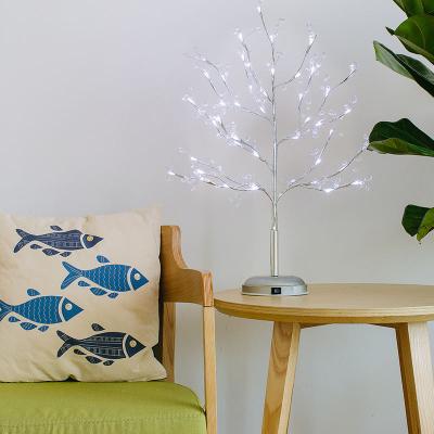 China LED Tree Light 70cm Decoration Christmas Ornaments For Room Artificial White Light Silver Decor Led Shimmer Tree Light for sale