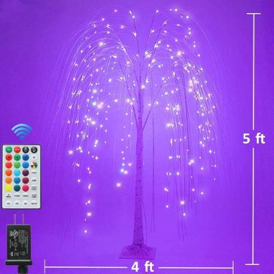 China 220 LED Christmas Tree Light Decorations 5ft Willow Holiday Lighting Christmas Party Wedding Decoration Colorful Glowing Light for sale