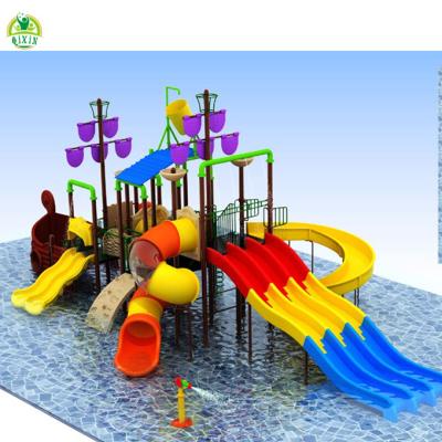 China Hot Selling Kids Playground Pirate Boat Water Park Playground Equipment Outdoor Kids Plastic Water Slides 1600*830*640CM for sale