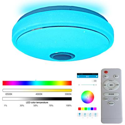 China Home Bedroom APP Dimmable Smart Remote Control 60W LED Music Music Ceiling Lamp RGB WIFI Remote Control Colorful Light Speaker Intelligent Light Lamp for sale