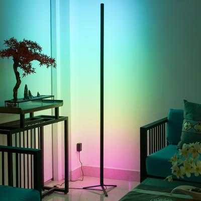 China Lighting Functions RGB LED Color Changing Corner Floor Lamp With Remote Detachable Colorful Line Three-section Lamp For Family Living Room for sale