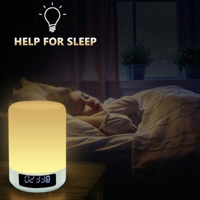 China Modern Wireless Creative Colorful Touch Atmosphere Touch Alarm Clock Music Speaker Bedside Rechargeable Lightweight Night Light for sale