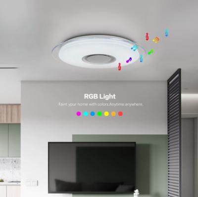 China Outdoor Mounted Led Colorful Smart Mobile APP Control Ceiling Light Modern Blue Tooth Living Room Bedroom Speaker Ceiling Light for sale