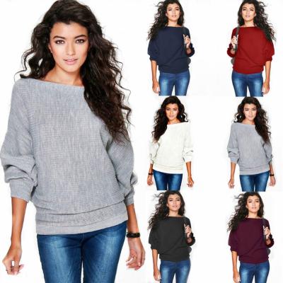 China New Fashion Anti-pilling Loose Bat-sleeve Knit Sweater Plus Size Long Knit Sweaters Women Tops for sale