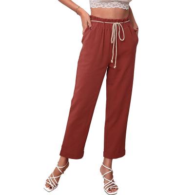 China Waterproof the latest summer 2022 European and American women's red casual nine-point straight pants for sale