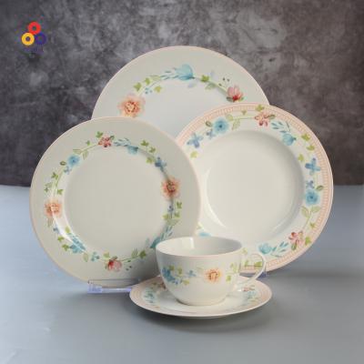 China New Sustainable Ceramic Dinnerware Bone China Dinner Sets With Over-Gloss Emboss Patterns for sale