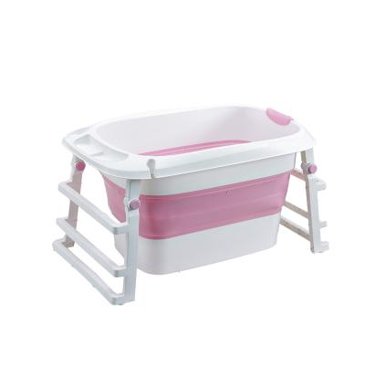 China Infants HH Plastic Foldable Baby Tub Portable Lightweight Folding Bath Tub With Stand for sale