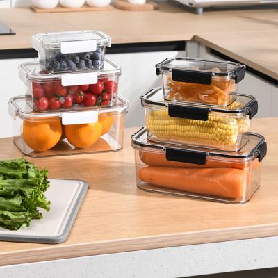 China Freshness Keeping Top Selling 4 Different Size Durable Using Box PET Food Storage Container Fresh Keeping Plastic Kit With Easy Snap Lid for sale