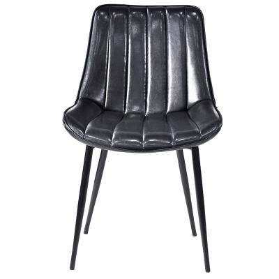 China Wholesale Metal Steel Cheap Metal Steel Modern Industrial Soft Leg Black Leather Industrial Soft Leg Seat Restaurant Cafe Leisure Chair Furniture PU Nordic Dining Chair for sale