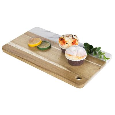 China Sustainable Acacia Wood And Natural Marble Desserts / Charcuterie Cheese Serving Board for sale