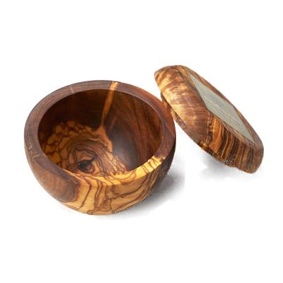 China Sustainable Olive Wood Sugar Pot /Salt Keeper, Sustainable Olive Wood Seasoning Box for sale