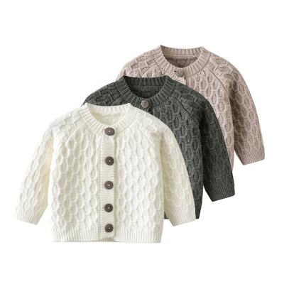 China INS Thermal Style Diamond Lattice Long Sleeve Baby Popular Cotton Knitted Cardigan Sweater Kids Sweater Custom for sale