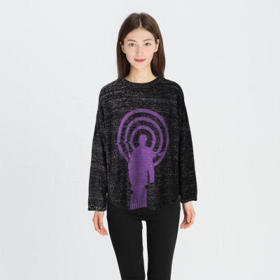 China 2022 new Anti-wrinkle women's sweater simple style knitted contrast top color cartoon fashion casual knitted sweater for sale